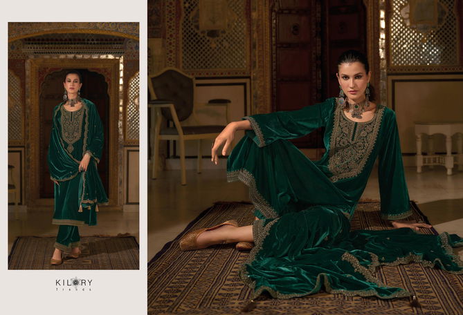 Noor E Jahan By Kilory Premium Velvet Embroidery Salwar Kameez Wholesale Shop In Surat